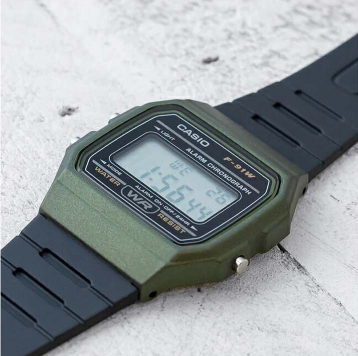 Японские наручные часы Casio Illuminator F-91WM-3A с хронографом