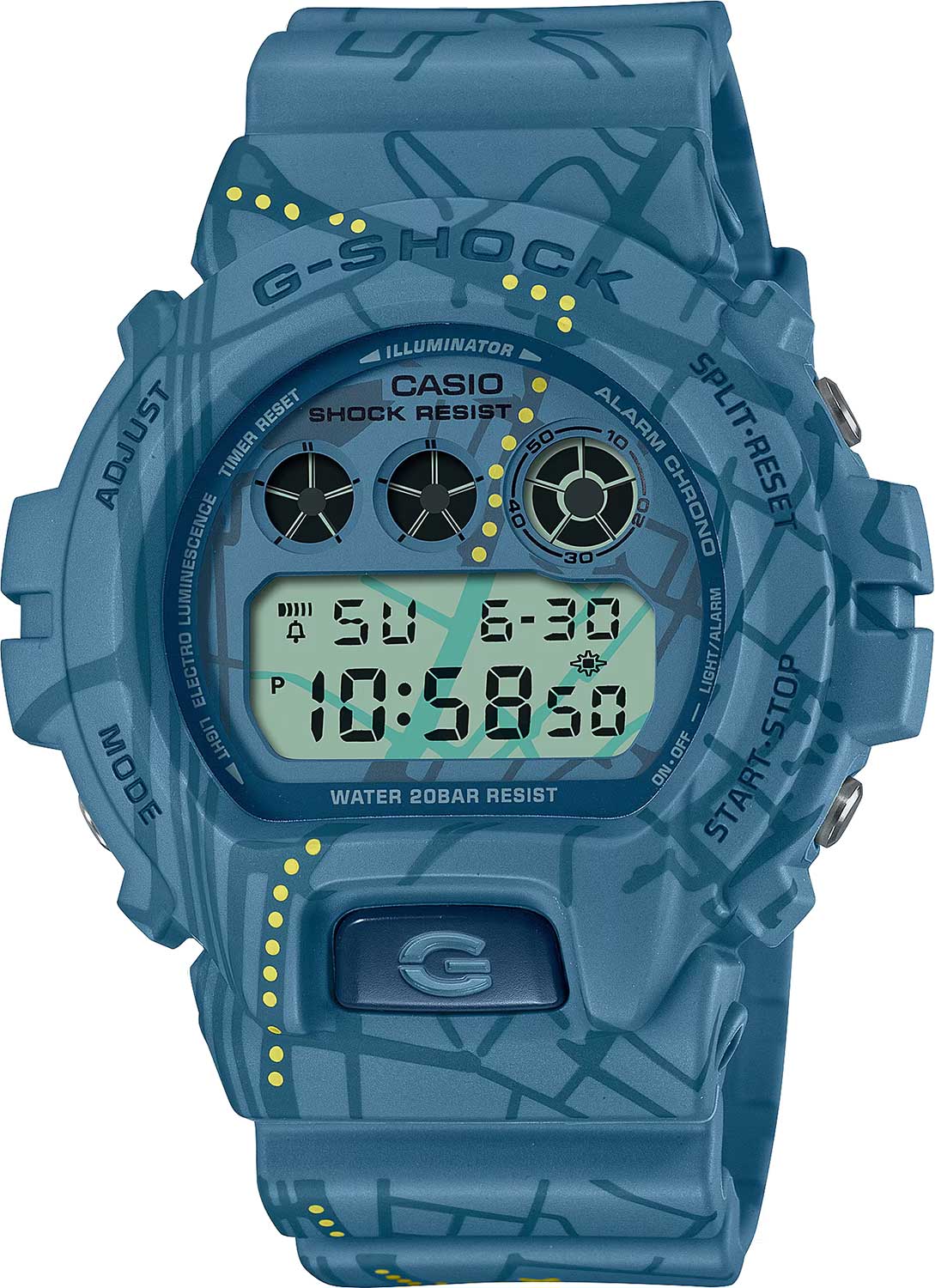 Японские наручные часы Casio G-SHOCK DW-6900SBY-2E с хронографом