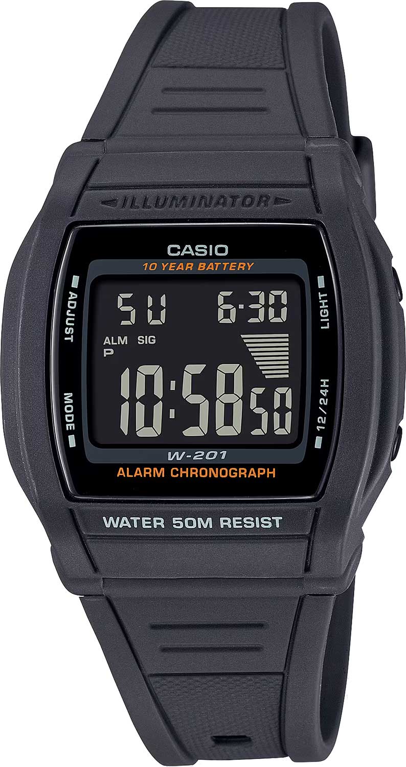 Японские наручные часы Casio Collection W-201-1B с хронографом