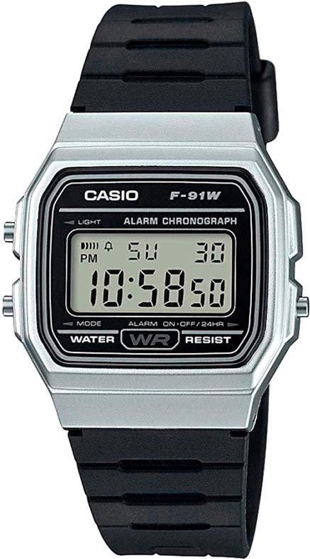 Японские наручные часы Casio Illuminator F-91WM-7A с хронографом