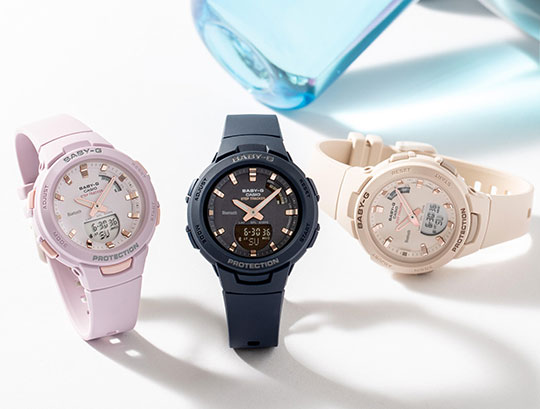 Японские спортивные наручные часы Casio Baby-G BSA-B100-2A с хронографом