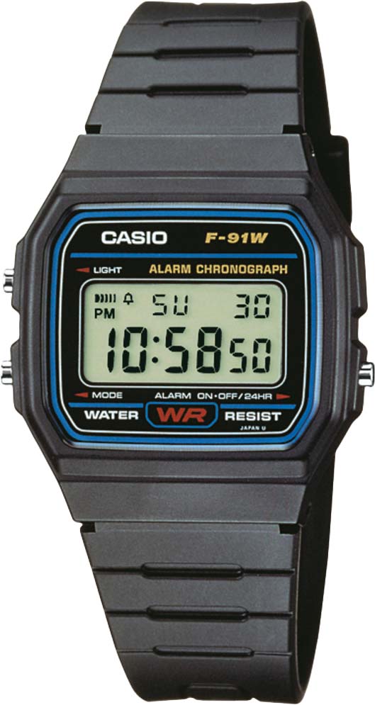 Японские наручные часы Casio Illuminator F-91W-1YEG с хронографом