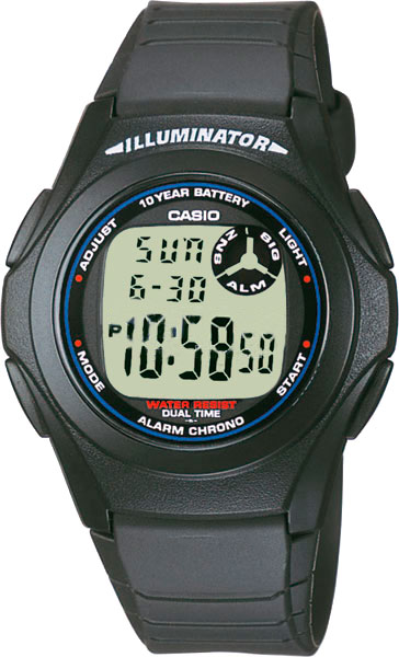 Японские наручные часы Casio Illuminator F-200W-1AEG с хронографом