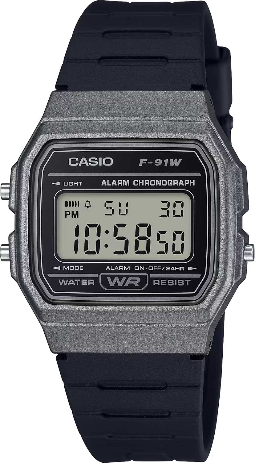 Японские наручные часы Casio Illuminator F-91WM-1B с хронографом