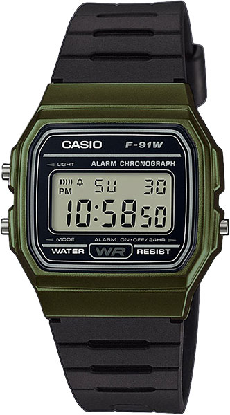 Японские наручные часы Casio Illuminator F-91WM-3A с хронографом