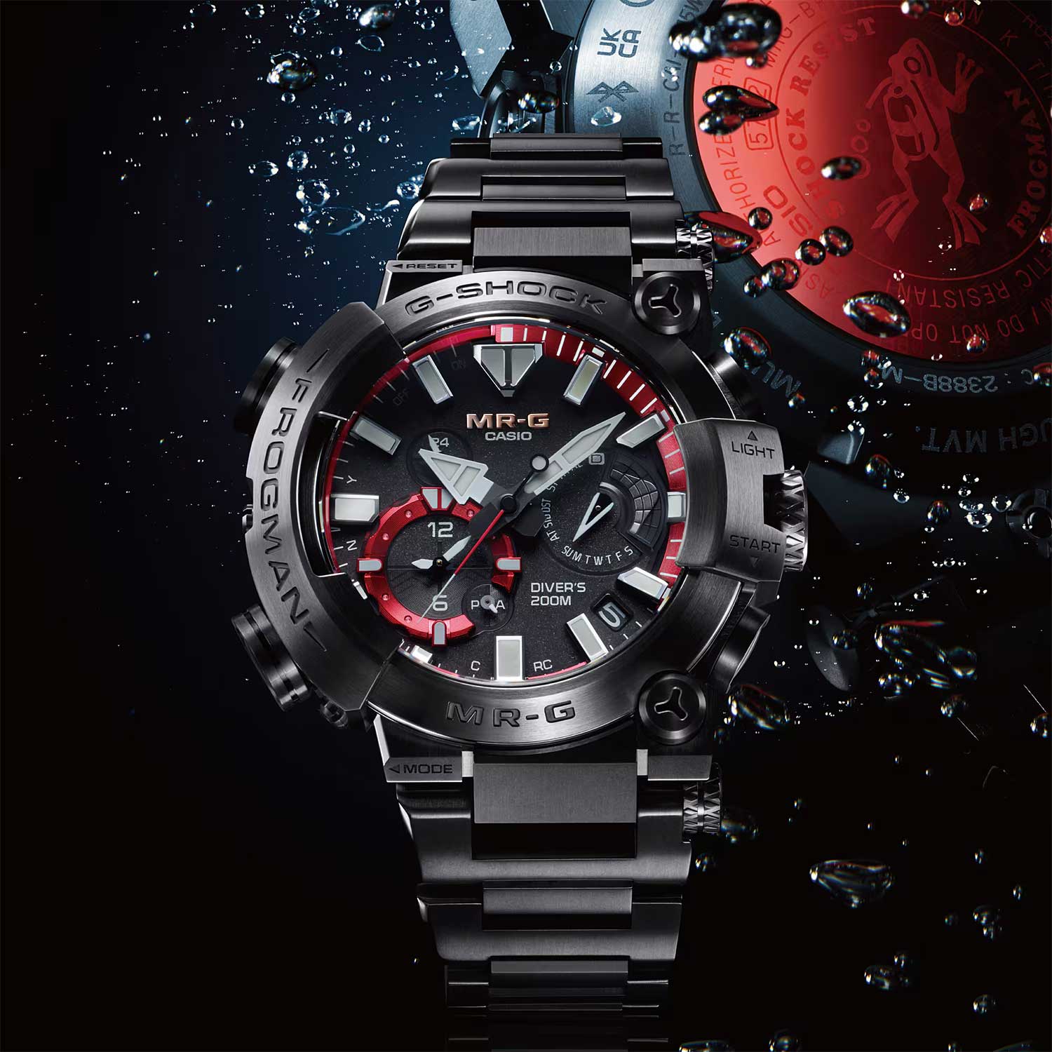 Японские титановые наручные часы Casio G-SHOCK MRG-BF1000B-1A с хронографом
