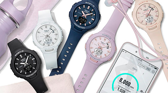 Японские спортивные наручные часы Casio Baby-G BSA-B100-4A1 с хронографом